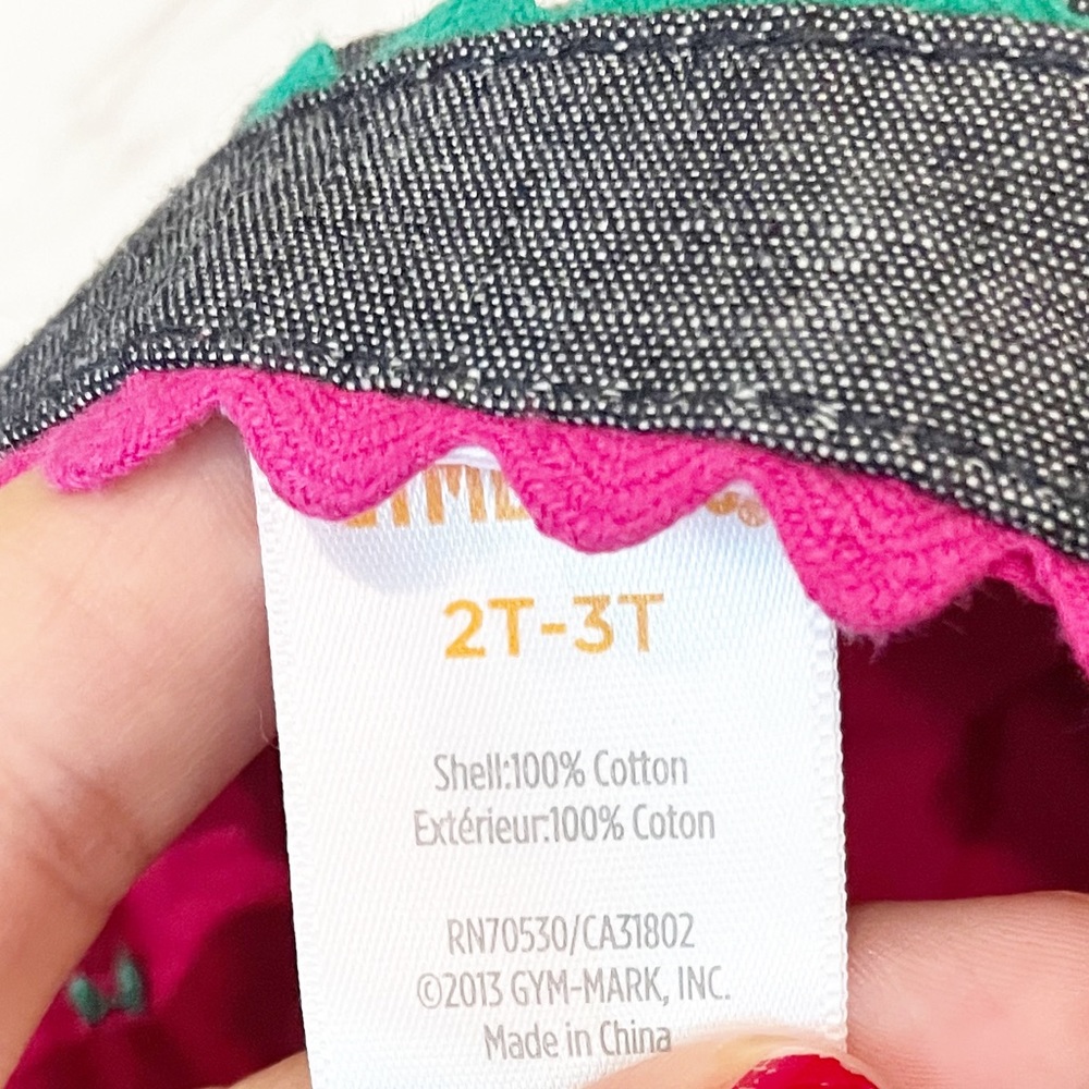 Gymboree Denim Newsboy Cap Pink and Teal Details Pull On NWT Size 2T-3T - Picture 6 of 7